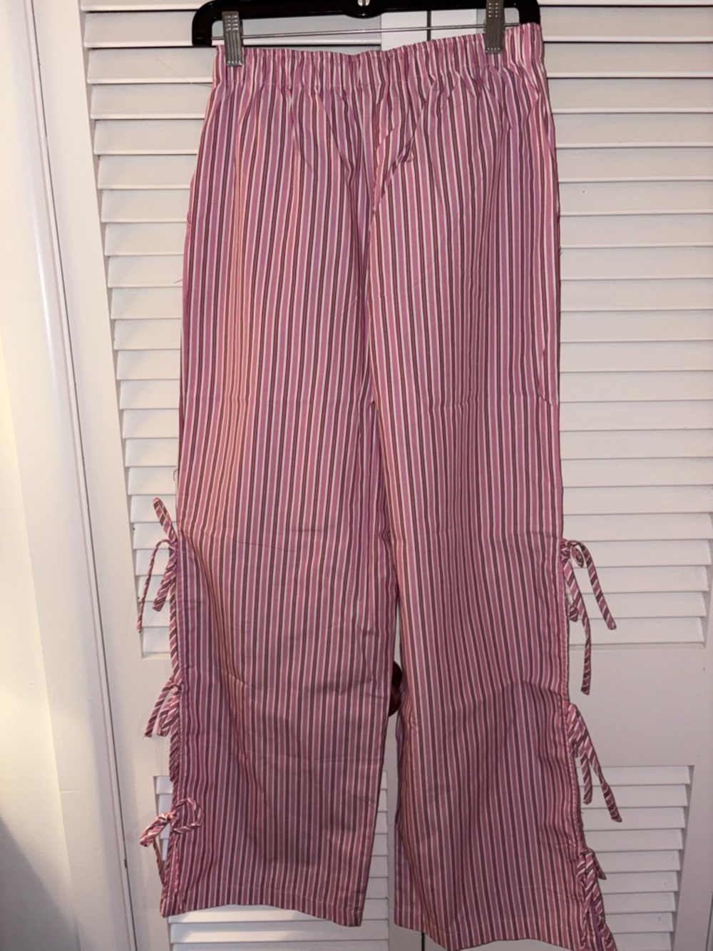 wild fable Pink & White Striped Wide Leg Tie-Detail Pants